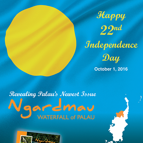 Poster for Palau Independence Day Stamp Issue Revealing Ceremony